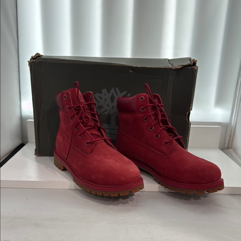 Timberland Red Suede Lace-Up Boots